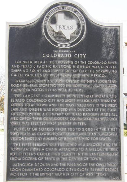 Texas - Colorado City Historical Marker