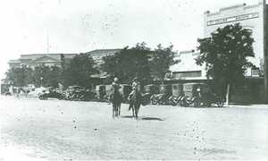 Riders downtown Crosbyton Texas, old photo