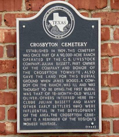 TX - Crosbyton Cemetery Historical Marker