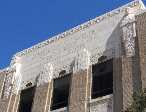 Moore County Courthouse entrance top, Dumas Texas