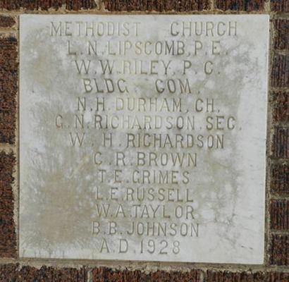 Dunn Tx Closed Methodist Church cornerstone