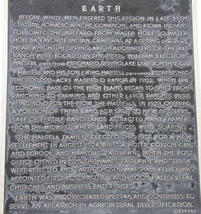 Earth Tx Historical Marker