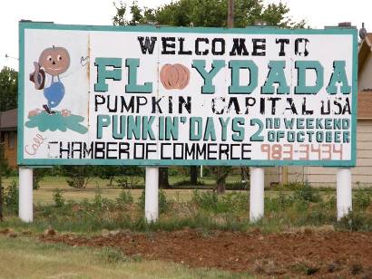 Floydada Tx - Pumpkin Capital USA Welcome Sign