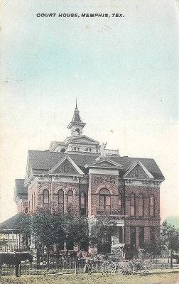 1892 Hall County courthouse, Memphis Texas old post card