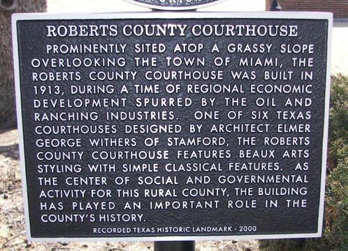 Roberts County Courthouse historical marker, Miami,  TX