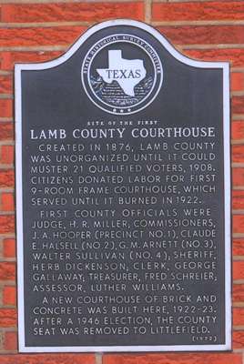 Lamb County Courthouse historical marker, Olton Texas