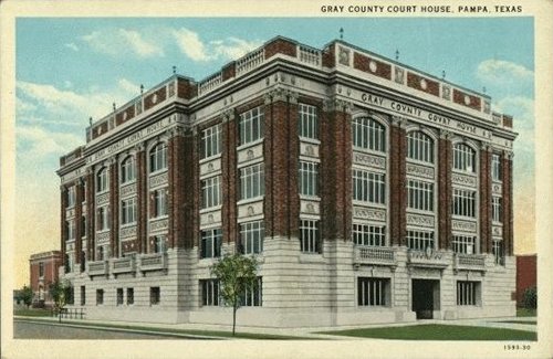 Gray County Courthouse, Pampa Texas old postcard