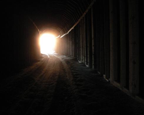 Texas railroad tunnel on Rails to Trails trail near Quitaque Texas