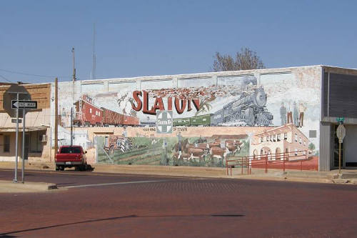 Slaton Tx - Slaton Heritage Mural Before Restoration
