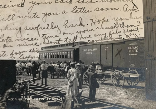 Snyder TX -  Meeting Train at Snyder, 1908