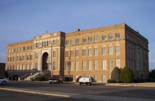 Hutchinson County Courthouse back, Stinnett, Texas