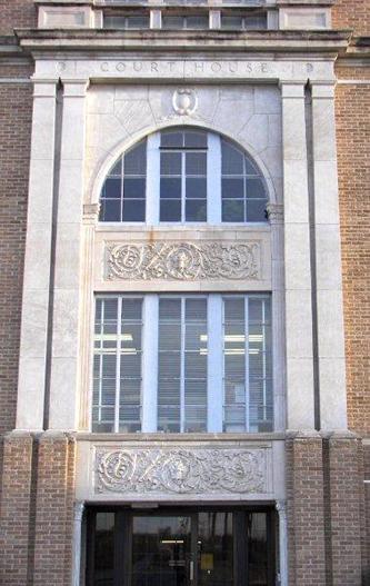 Hutchinson County Courthouse south entrance, Stinnett, Texas