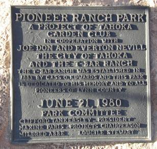 Tahoka Tx - Pioneer Ranch Park Plaque