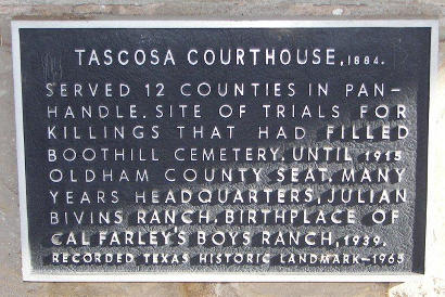 Tascosa TX  - 1884 Oldham County Courthouse Historical Marker