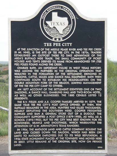 Motley County Tx - Tee Pee City Historical Marker