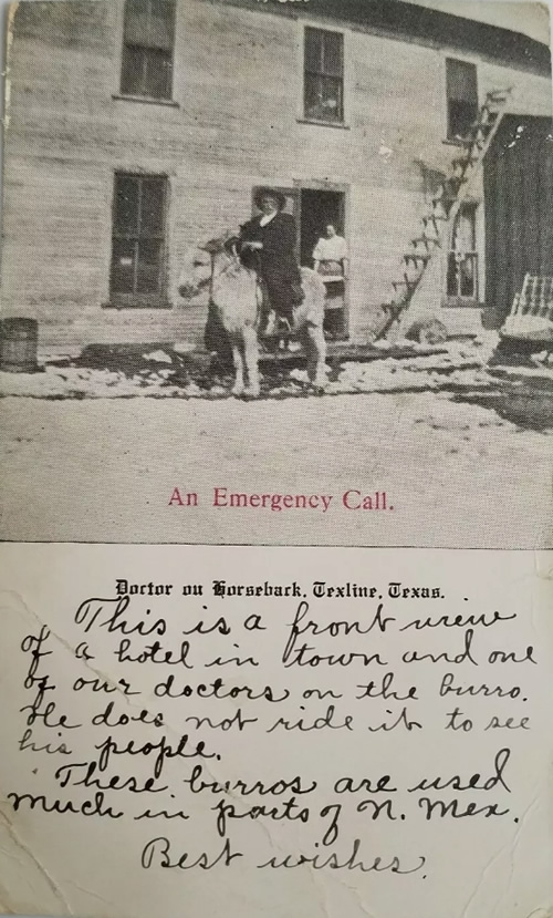 Texline Texas - Doctor on horseback, old photo