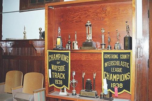 Wayside Texas school trophy case