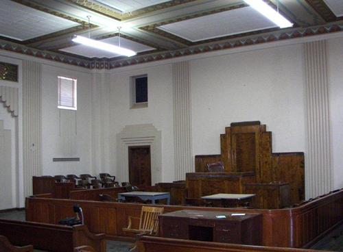 Collingsworth County courthouse district courtroom interior, Wellington Texas