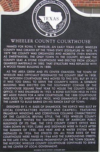 1925 Wheeler County Courthouse historical marker, Wheeler  Texas 