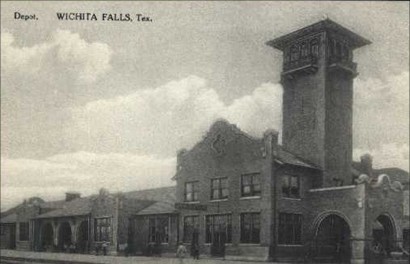 Wichita Falls railroad depot, Texas old postcard