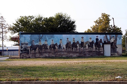 Cowboy mural in Cameron, Texas