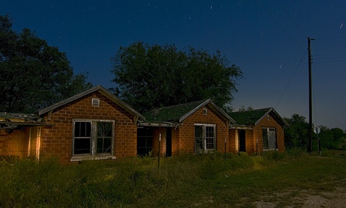 South Bend Texas ghost town motel  at night