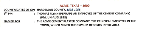 Acme TX Hardeman County Post Office Info