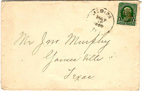 Albion TX 1900 postmark