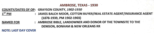Ambrose, TX Grayson County  post office info