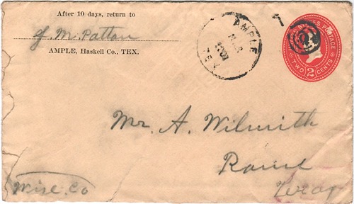 Ample TX - Haskell County  1901 Postmark 