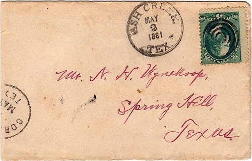 Ash Creek, TX 1881 postmark