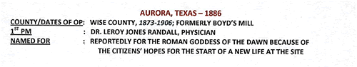 Aurora TX Wise Co 1886 Postmark 