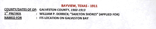 Bayview TX Galveston County 1911 Postmark