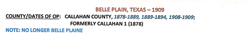 Belle Plain TX Callahan County post office info