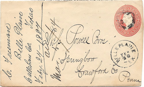 Belle Plaine TX Callahan County 1884 Postmark