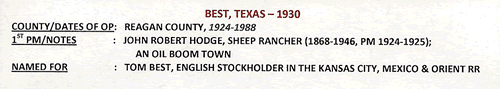 Best, Reagan County, TX post office into