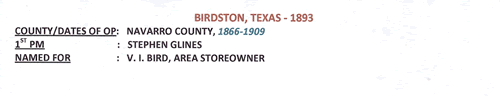 Birdston, Texas 1893 postmark