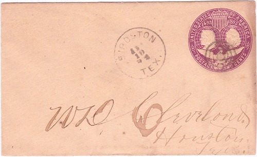 Birdston, Texas 1893 postmark