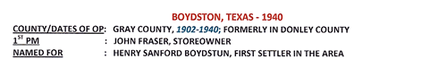 Boydston TX Donley County 1900 Postmark