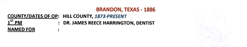 Brandon TX 1886 postmark info