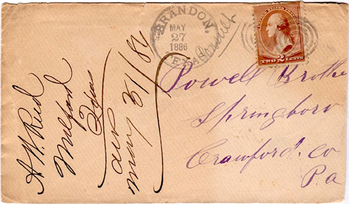 Brandon TX 1886 postmark