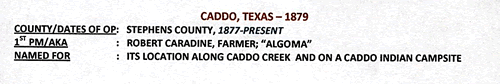 Caddo TX Stephens County 1879 Postmark 