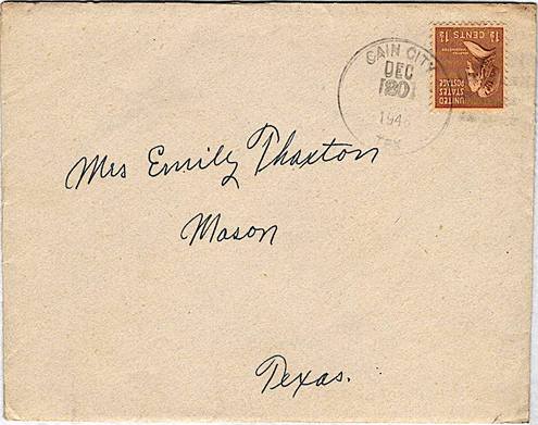 Cain CityT X Gillespie Co 1948 Postmark