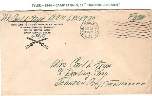 Camp Fannin, TX 1944 Postmark