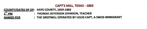 Cap't Mill TX 1860 postmark info