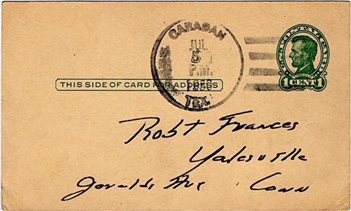 Caradan TX - Mills County 1950 Postmark 