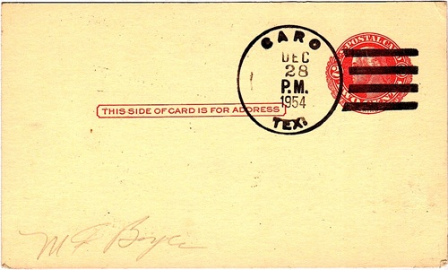  Caro TX Nacogdoches County 1954 Postmark