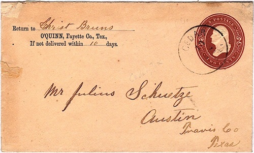 Cedar TX 1887 Postmark