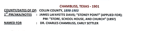 Chambliss TX 1901 postmark info