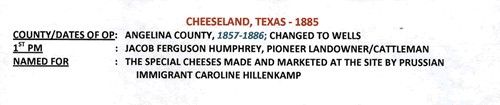 Cheeseland TX - Angelina Co 1885 Postmark info